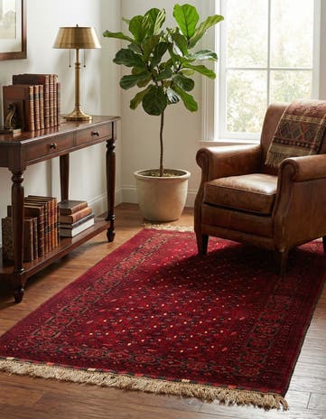3' 5 x 6' 2 Hand Knotted Afghan Akhche Wool Rug