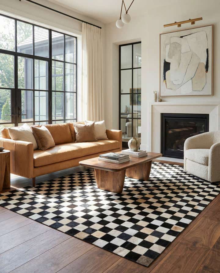 5' x 8' Cowhide Leather Rug