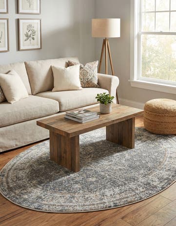 Fume Gray Santiago Oval Rug