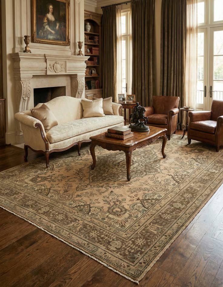 Detail image of 8' 1 x 11' 2 Hand Knotted Kashmar Persian Wool Rug