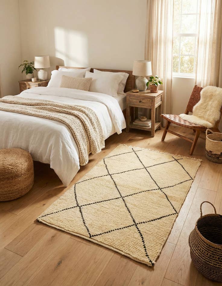 Detail image of  3' 1 x 4' 11  Hand Knotted Moroccan Wool Rug