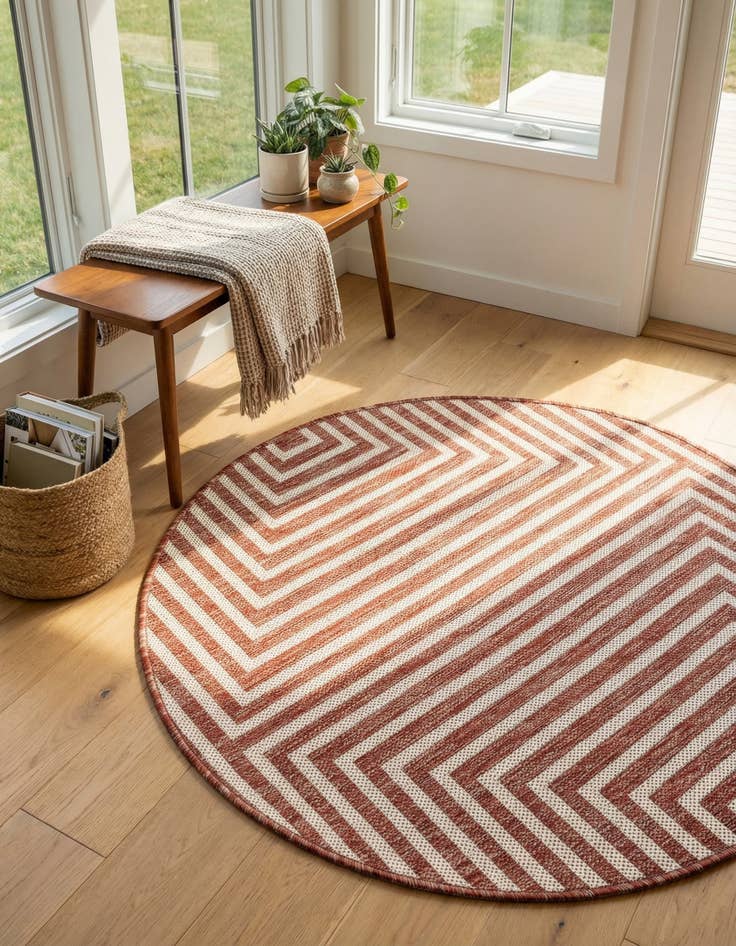 Detail image of  3' x 3'  Washable Modern Indoor / Outdoor Round Rug