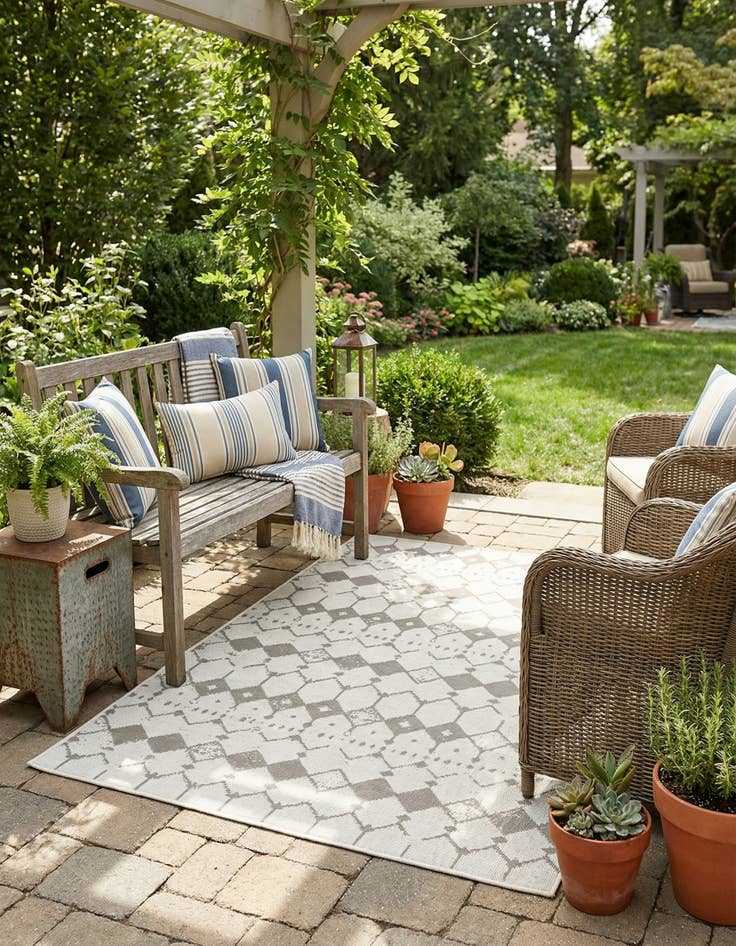 Detail image of  4' x 6'  Washable Lattice Indoor / Outdoor Rug