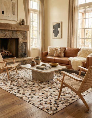 5' 2 x 8' Cowhide Leather Rug