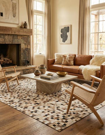 5' 2 x 8' Cowhide Leather Rug