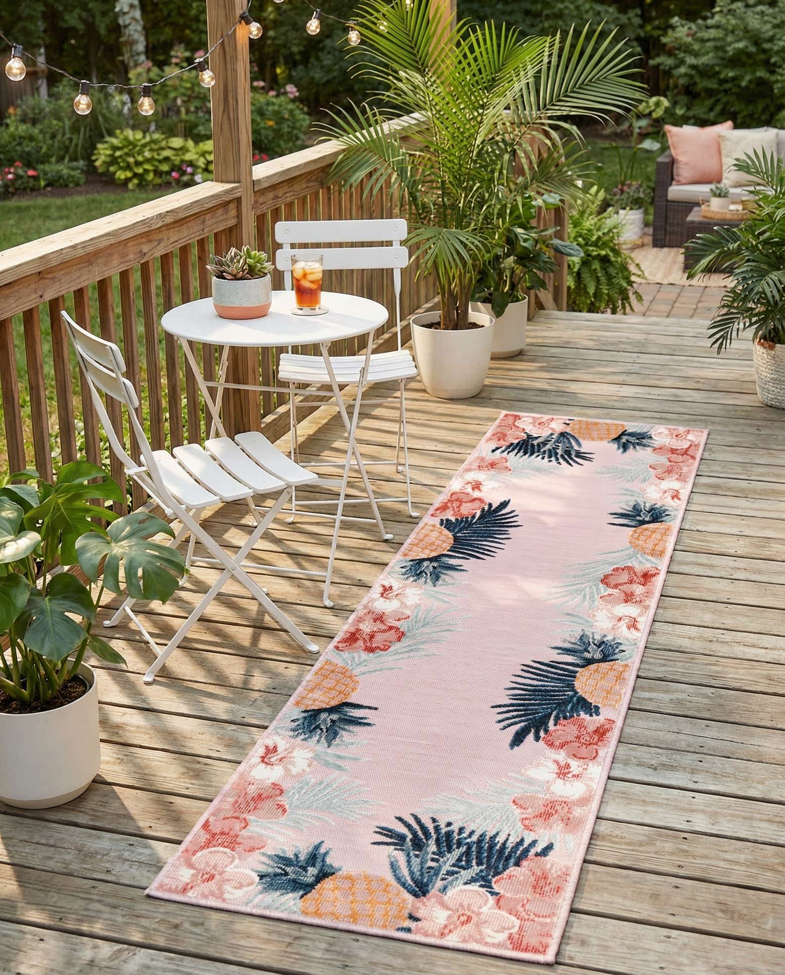 2' 2 x 8' Easy-Clean Botanical Indoor / Outdoor Runner Rug