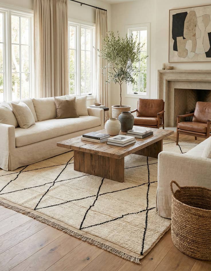 Detail image of 6' 5 x 9'  Hand Knotted Moroccan Wool Rug