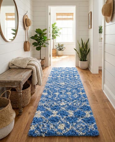  2' 7 x 12' Moroccan Trellis Shag Runner Rug