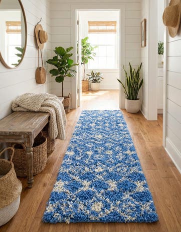 2' 7 x 12' Moroccan Trellis Shag Runner Rug