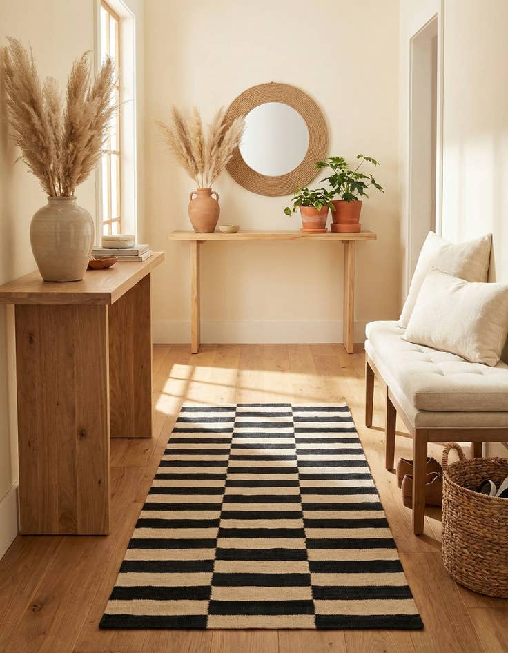 Detail image of 2' 7 x 4'  Hand Woven Kilim Modern Wool Rug