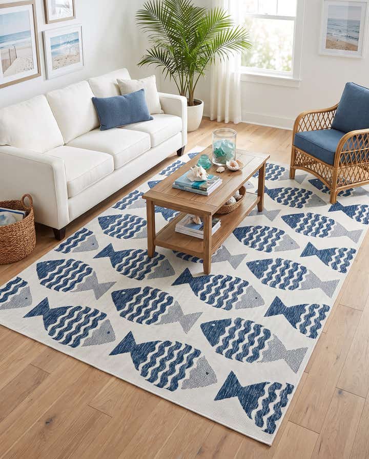 6' x 9' Easy-Clean Coastal Indoor / Outdoor Rug