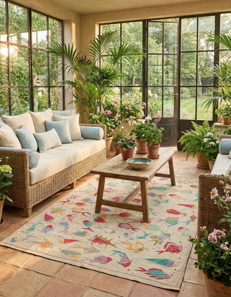 Detail image of 5' 5 x 7' 3  Hand Woven Kilim Suzani Wool Rug