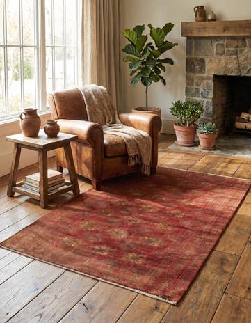 3' 5 x 4' 9 Hand Knotted Torkaman Persian Wool Rug