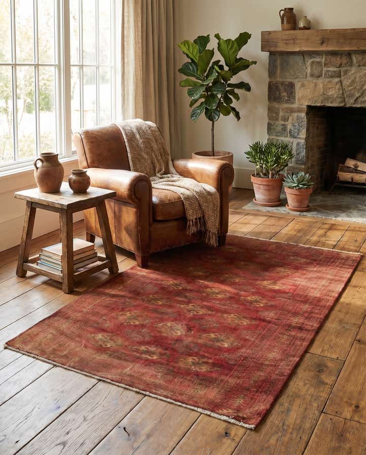 3' 5 x 4' 9 Hand Knotted Torkaman Persian Wool Rug