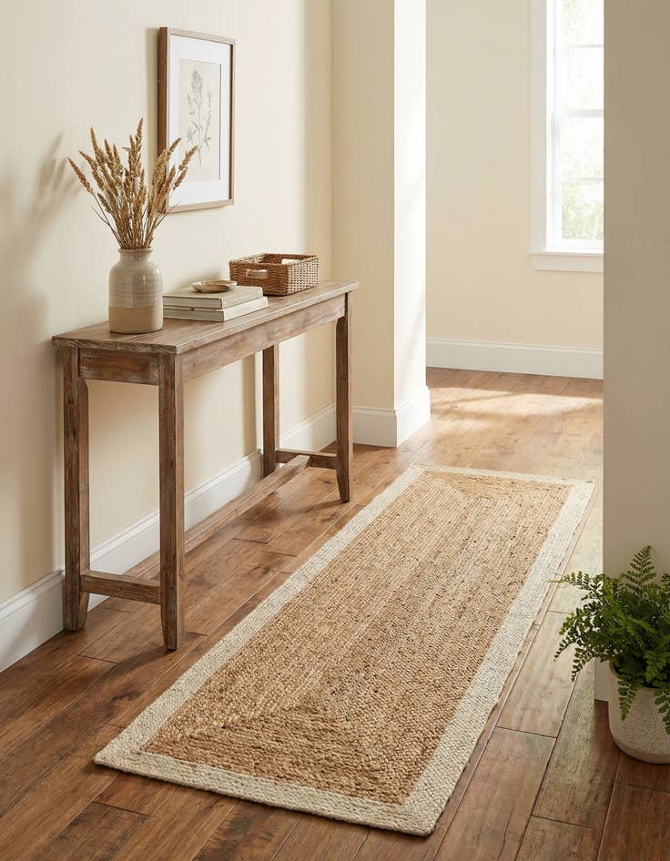 Detail image of 2' x 6' 1  Hand Braided Jute Runner Rug