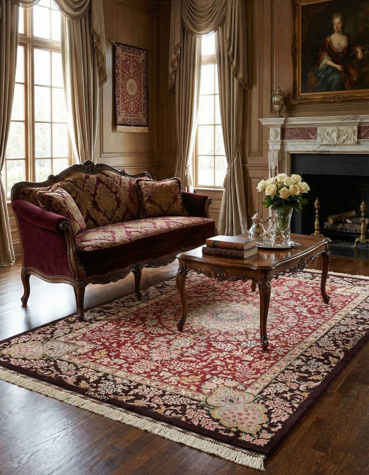 Detail image of 3' 3 x 4' 11 Ghom Silk Rug