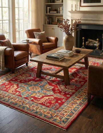 6' x 9' 4 Hand Knotted Kazak Rug