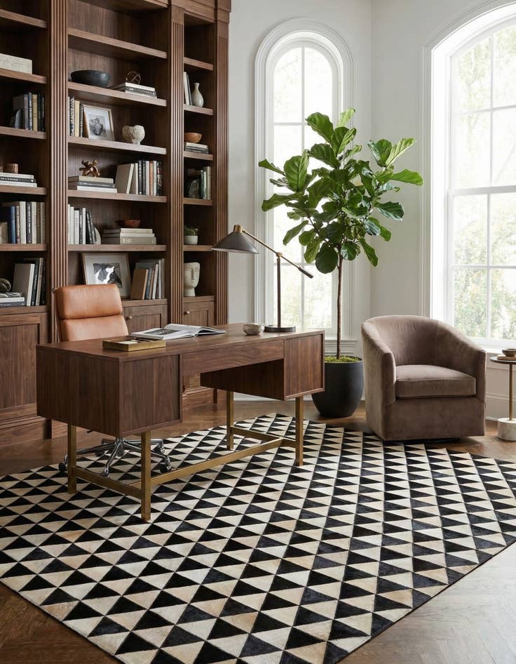 Detail image of 5' 1 x 8' 1 Cowhide Stocks Rug