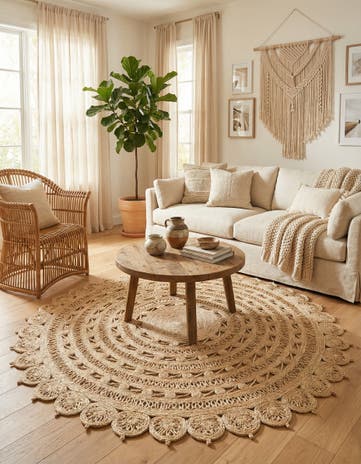 Ivory Handmade Braided Jute Round Rug