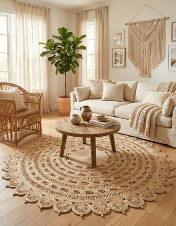 Ivory Handmade Braided Jute Round Rug