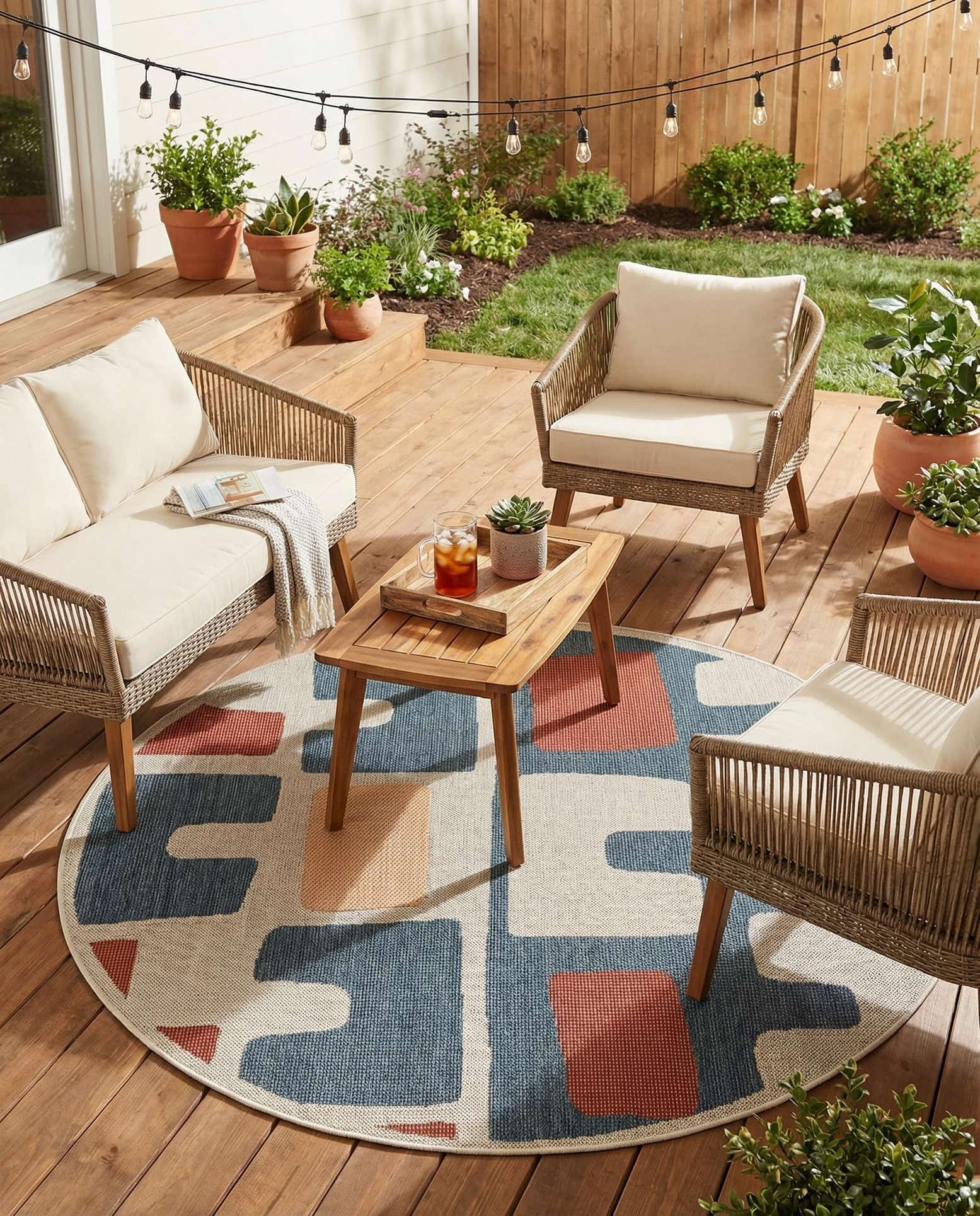 6' 1 x 6' 1 Easy-Clean Baja Indoor / Outdoor Round Rug