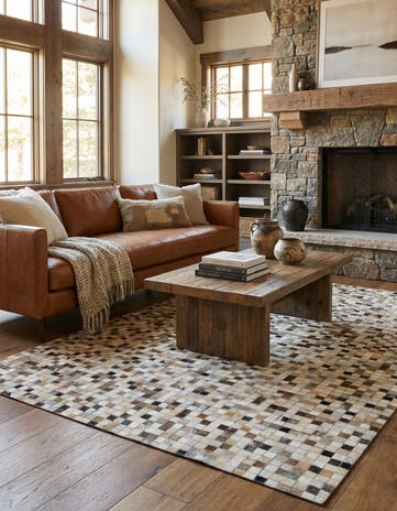 5' 1 x 8' Cowhide Leather Rug