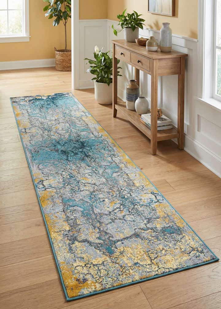 2' 7 x 12' Easy-Clean Modern Indoor / Outdoor Runner Rug