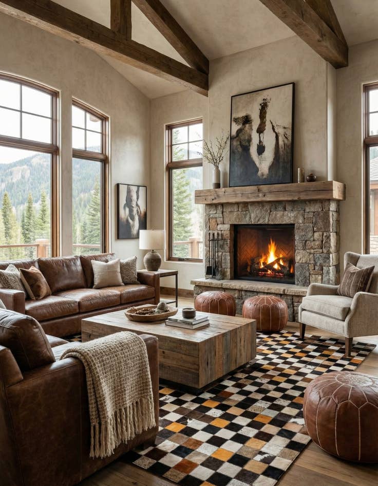 Detail image of 5' 2 x 8' Cowhide - Patchwork Rug