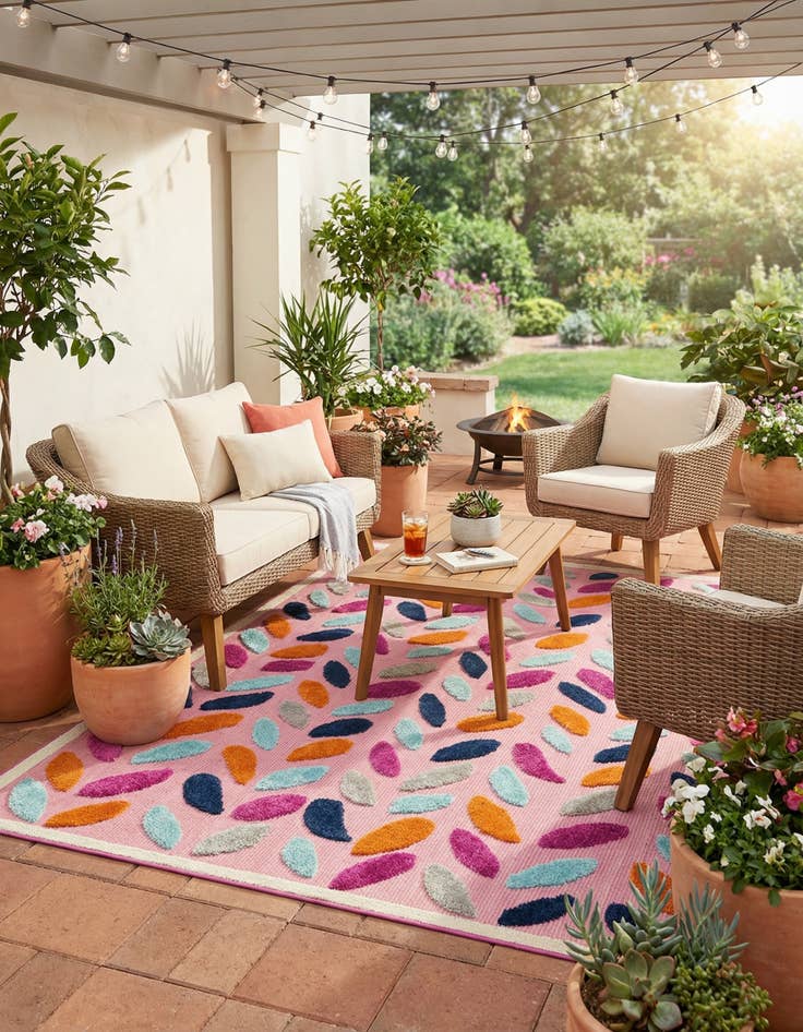 Detail image of  5' 3 x 5' 3  Washable Aruba Indoor / Outdoor Square Rug