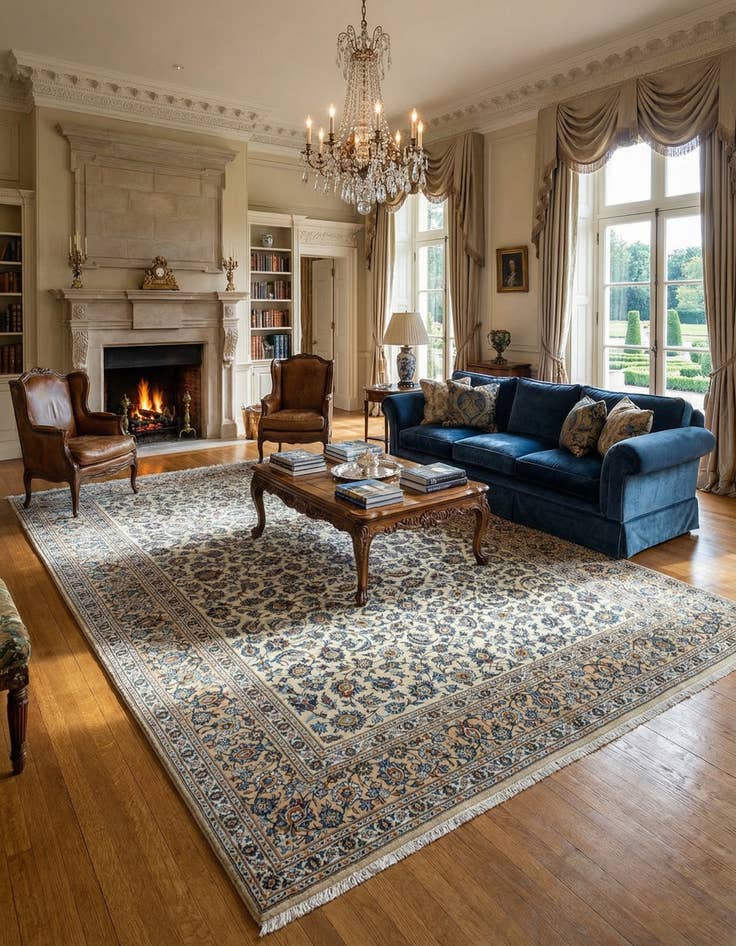 Detail image of  10' x 13' 4 Kashan Wool Rug