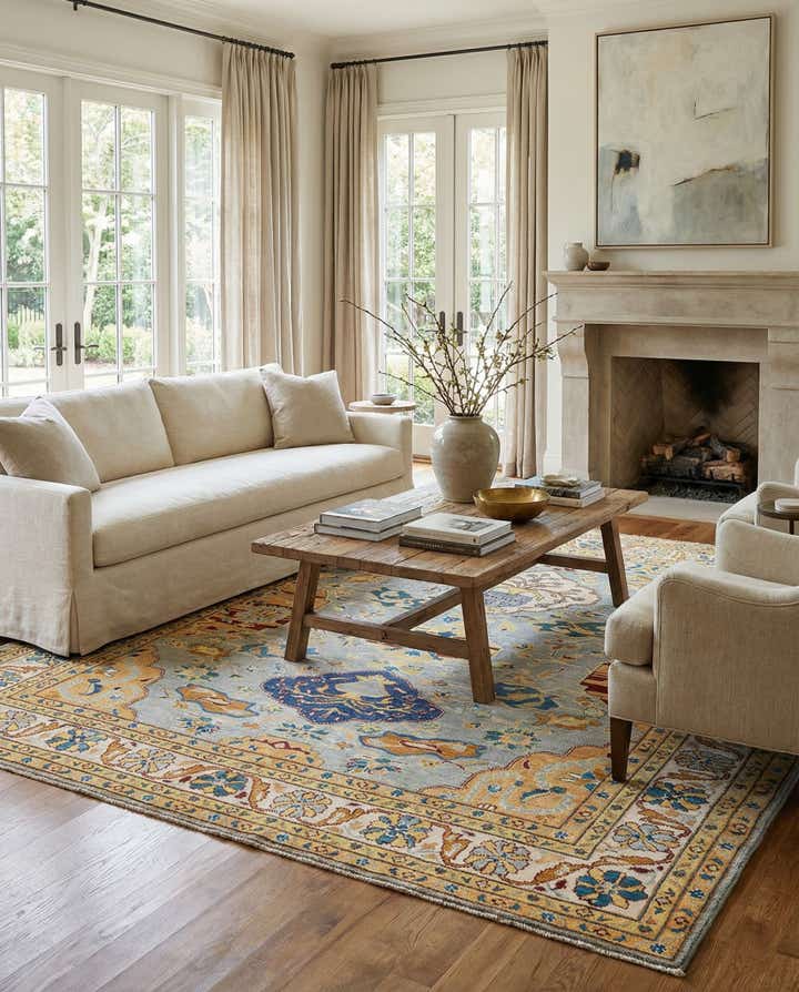 7' 10 x 9' 8 Hand Knotted Oushak Rug