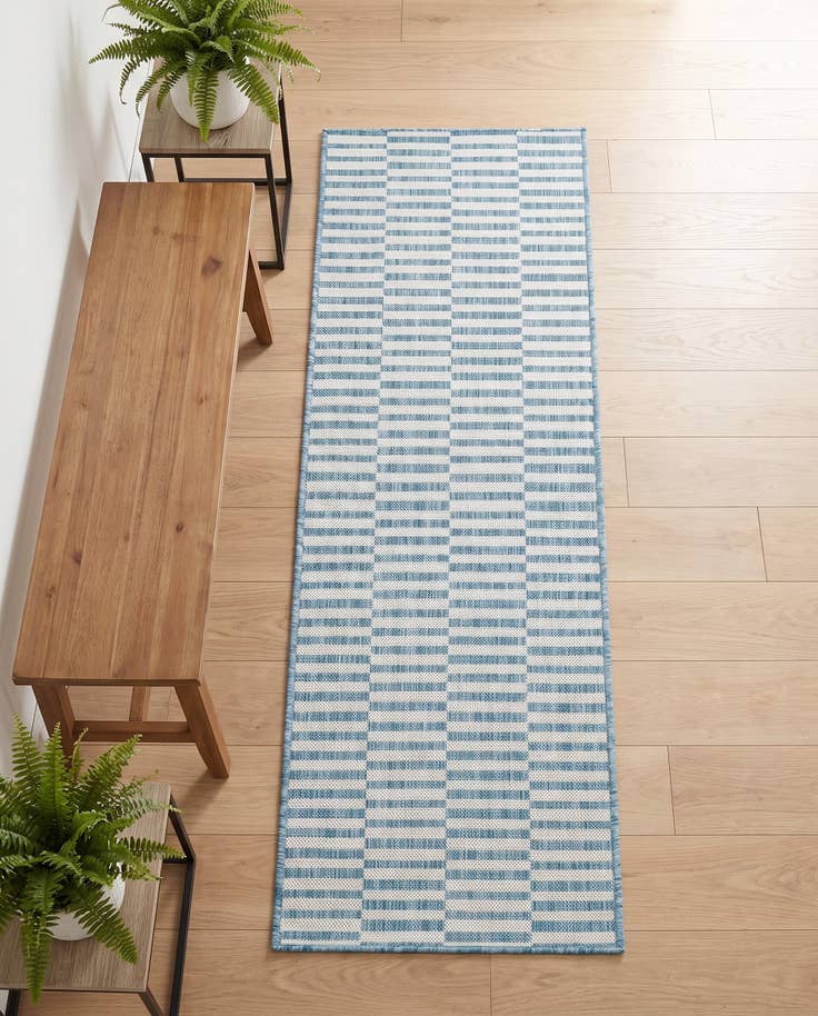 Detail image of 2' x 6' Easy-Clean Striped Indoor / Outdoor Runner Rug
