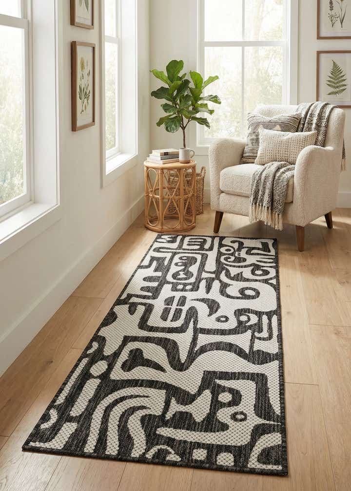 2' x 5' 3 Easy-Clean Modern Indoor / Outdoor Runner Rug
