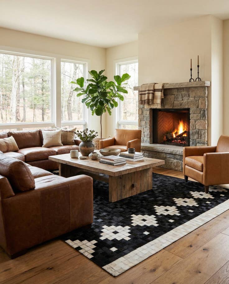 Detail image of 5' 2 x 8' Cowhide Stocks Rug