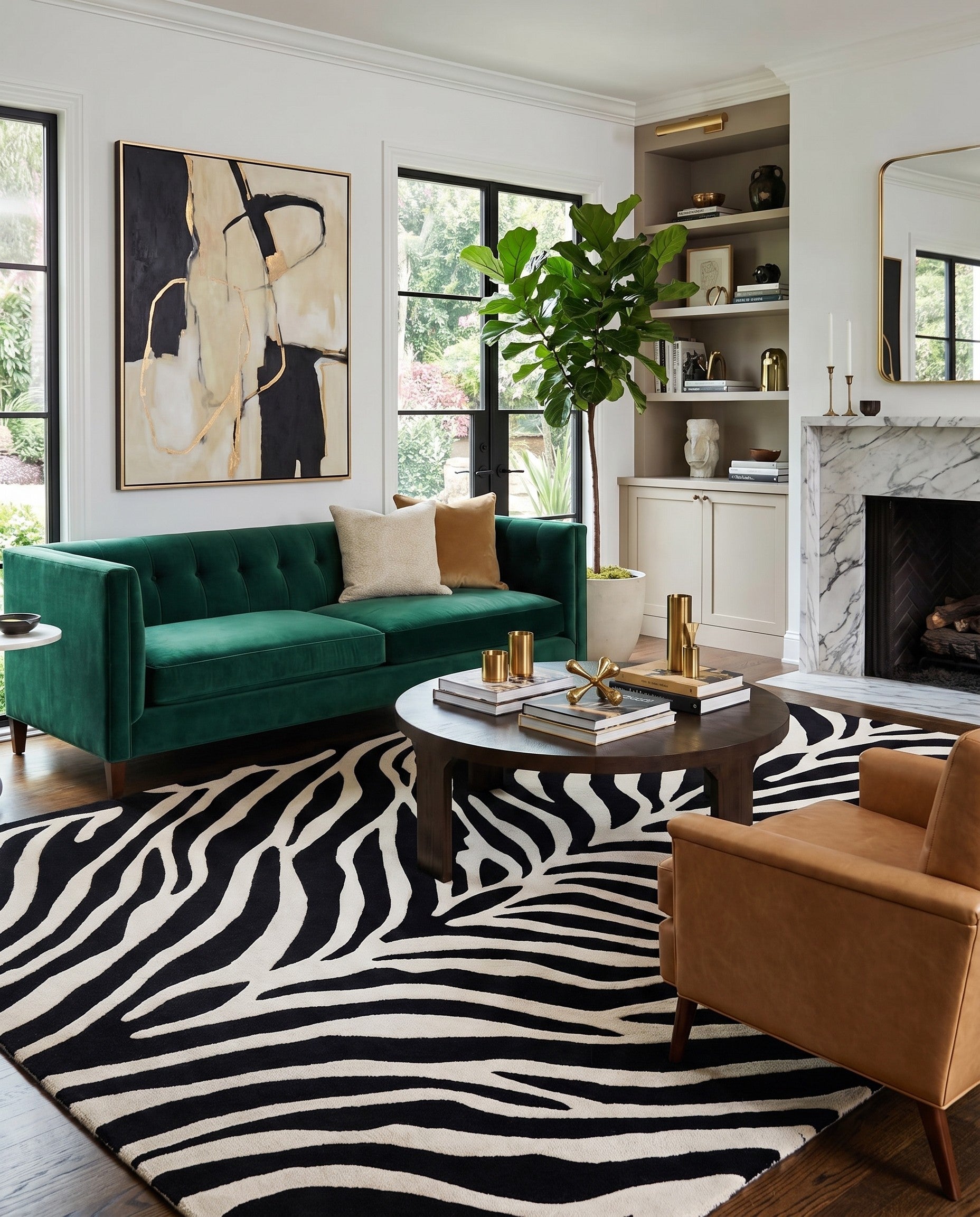 Black and White Hand Tufted Safari Wool Rug