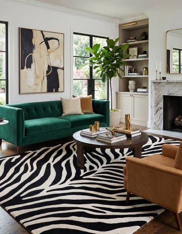 Black and White Hand Tufted Safari Wool Rug