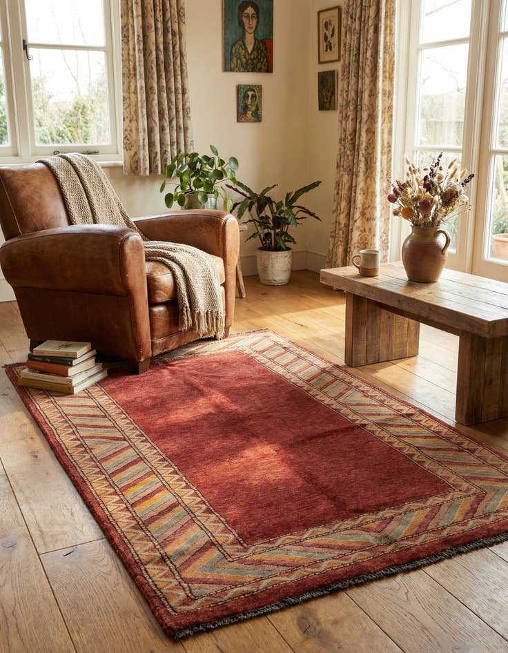 Detail image of  3' 2 x 5' 2  Hand Knotted Kashkuli Gabbeh Oriental Wool Rug