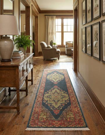 Navy Blue Sara Runner Rug