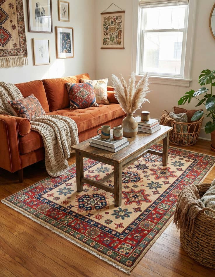 Detail image of 4' x 6'  Hand Knotted Kazak Rug