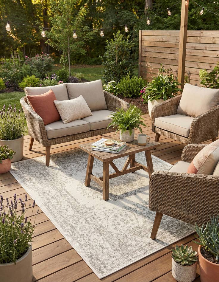 Detail image of 4' x 6'  Washable Traditional Indoor / Outdoor Rug