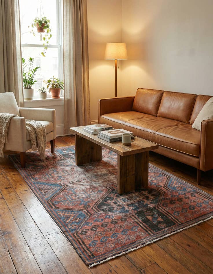 Detail image of  3' 9 x 6'  Hand Knotted Ultra Vintage Persian Wool Rug