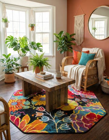 Black Tuscany Octagon Rug
