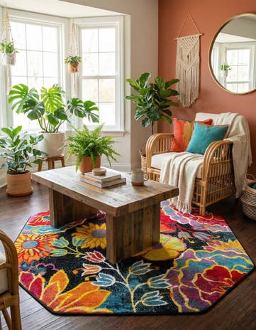 Black Tuscany Octagon Rug
