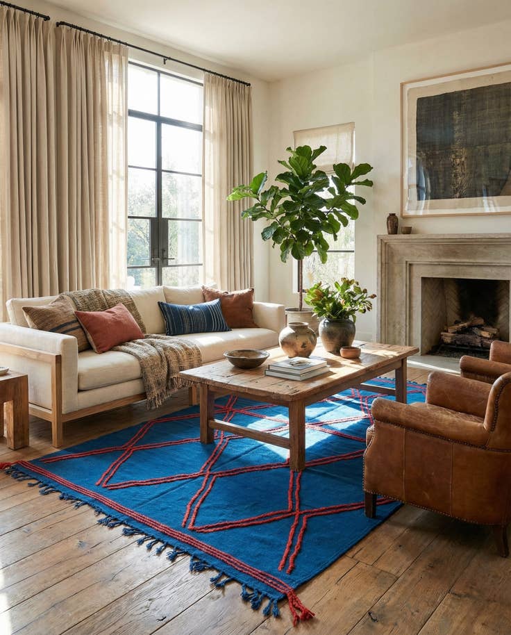 Detail image of 6' 2 x 9' 8 Hand Knotted Moroccan Wool Rug