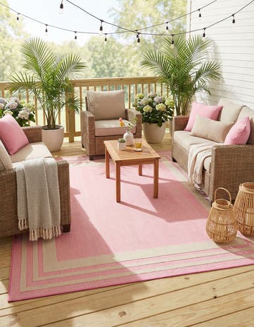 Pink Easy-Clean Aruba Indoor / Outdoor Square Rug