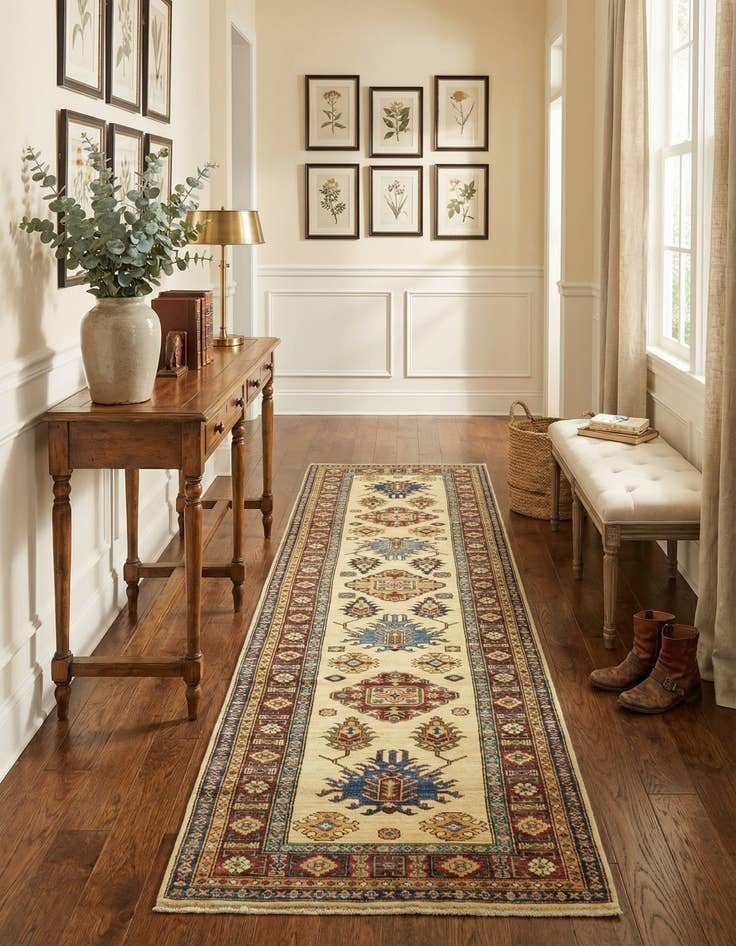 Detail image of  2' 8 x 9' 8  Hand Knotted Kazak Oriental Runner Rug