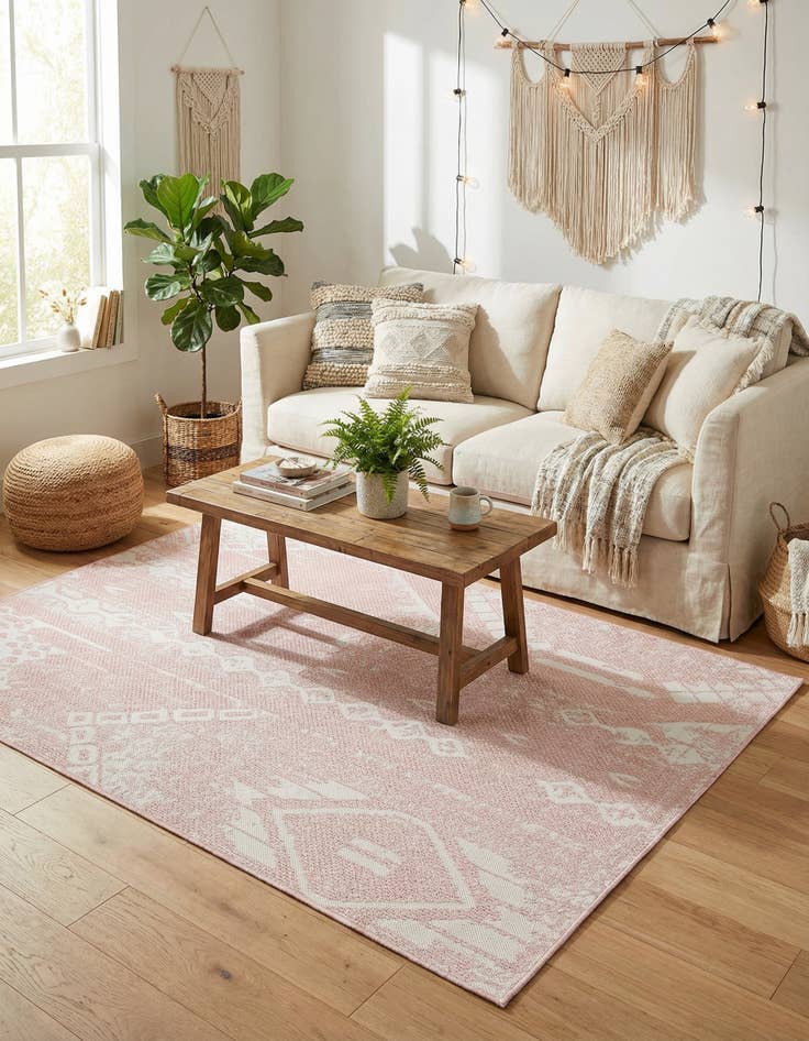 Detail image of 5' 3 x 8'  Washable Bohemian Indoor / Outdoor Rug