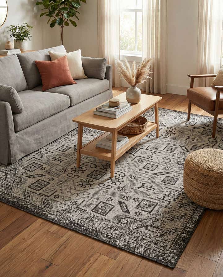 5' 3 x 7' Easy-Clean Aztec Indoor / Outdoor Rug