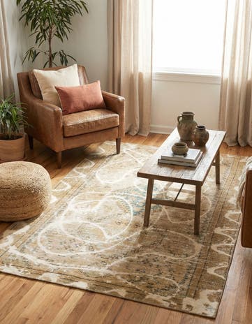 4' 6 x 6' 2 Hand Knotted Ultra Vintage Persian Wool Rug