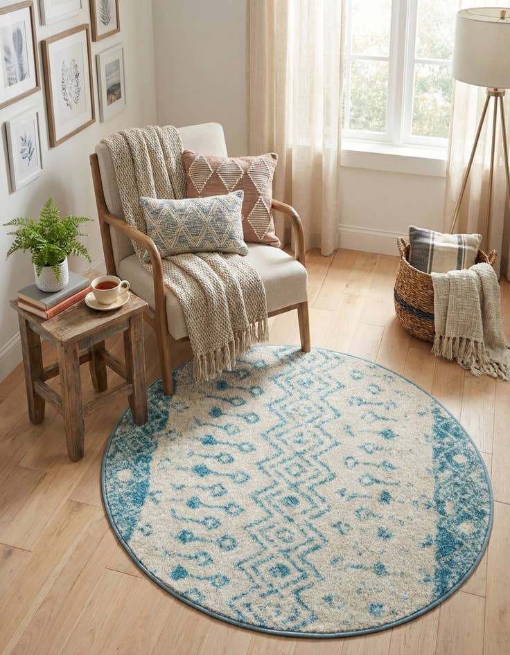 Detail image of 3' x 3' Moroccan Trellis Round Rug